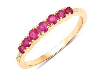 0.45 Carat Genuine Ruby And White Diamond 14K Yellow Gold Ring