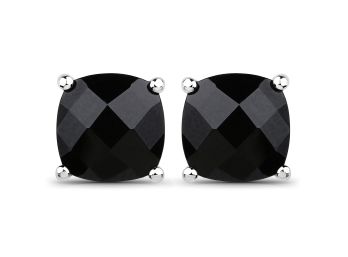 5.30 Carat Genuine Black Spinel .925 Sterling Silver Earrings