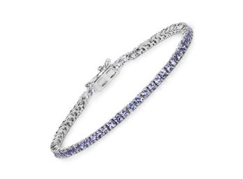 4.34 Carat Genuine Tanzanite .925 Sterling Silver Bracelet