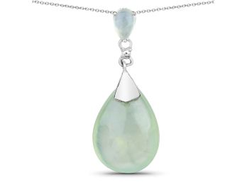 10.12 Carat Genuine Prehnite .925 Sterling Silver Pendant