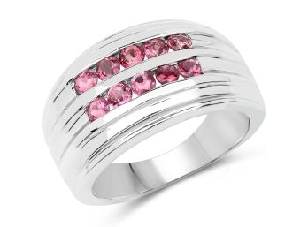 1.00 Carat Genuine Pink Tourmaline .925 Sterling Silver Ring