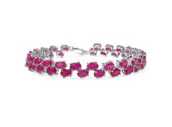 25.30 Carat Genuine Ruby .925 Sterling Silver Bracelet