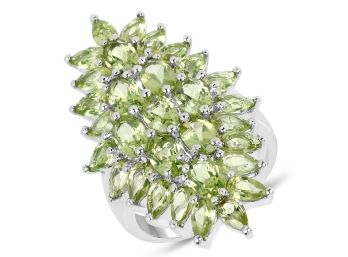 8.89 Carat Genuine Peridot .925 Sterling Silver Ring