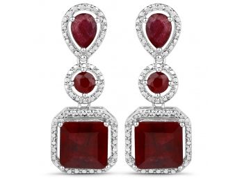 11.34 Carat Ruby .925 Sterling Silver Earrings