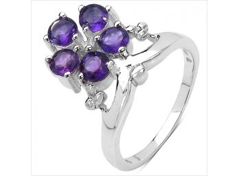 1.20 Carat Genuine Amethyst .925 Sterling Silver Ring