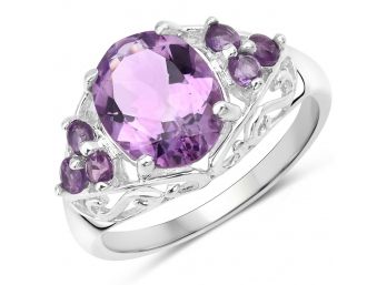 3.68 Carat Genuine Amethyst .925 Sterling Silver Ring