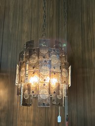 Mid Century Smoke Panel Tiered Swag Pendant Lamp