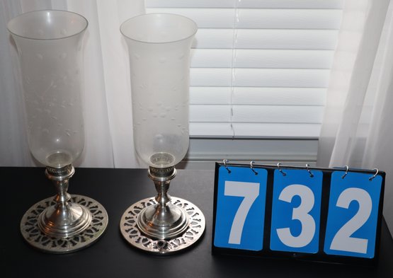 2 - Sterling Weighted Candle Holders W/ Coasters
