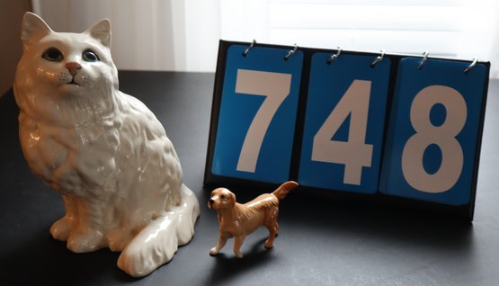 8.5' Beswick England Cat Porcelain & 4' Dog