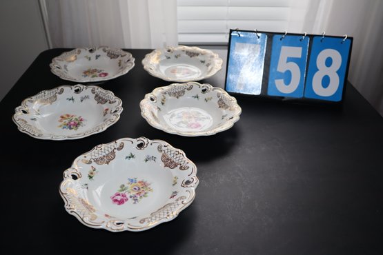 5 Vintage Porcelain Bowls - Weimar Porzellan - Made In GDR