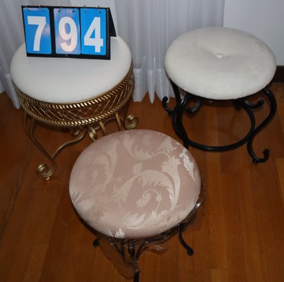 3 Different Style Foot Stools - Gold Black - Fancy