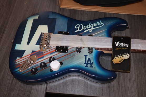 L.A. Dodgers Electric Guitar! NEW In Box - Woodrow Guitars - Northender - #243 / 250 RARE!! W/ Stand