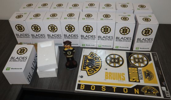 17 - Boston Bruins Mascot Blades Bobbleheads & Sticker Set