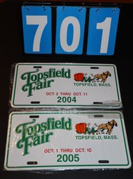 2 Topsfield Fair License Plates - 2004 & 2005