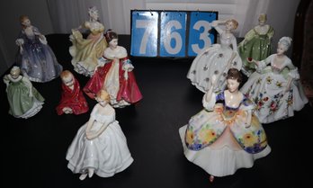 10 Royal Daulton Porcelain Figure Statues - Around 8' Tall - 70's & 80's