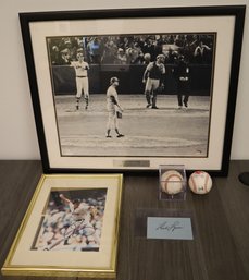 Red Sox Autograph Collection - Carlton Fisk Signed Framed Photo, Dennis Eckersley, Fred Lynn, & 2 Balls!
