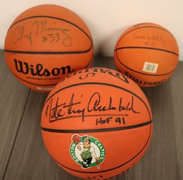3 Autographed Basketballs! Nate 'Tiny' Archibald, Alonzo Mourning, & James Worthy