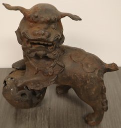 Antique Asian Foo-Dog Statue - 10' X 10' - Metal Vintage