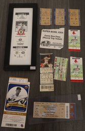 11 Vintage Sports Tickets - Boston Bruins, Bay State Raceway, Red Sox, World Series Yankees & Mets Signed