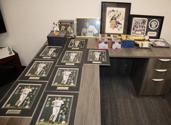 GIANT New York Yankees Collection Lot - 8 Derek Jeter Matted Photo, Framed Photo Joe DiMaggio, & More