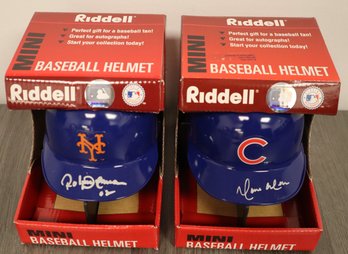2 Autographed Mini Helmets - Baseball - Roberto Alomar & Moises Alou