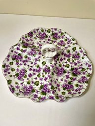 Purple Floral Tri Serving Dish With Handle