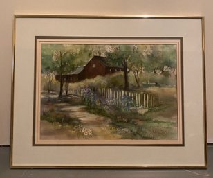 Signed Landscape Watercolor Painting Framed