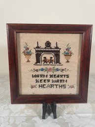 Needlepoint Warm Hearts In Square Wood Frame