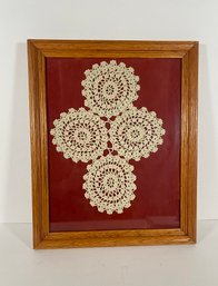 Framed Crocheted Doily  Wall Art