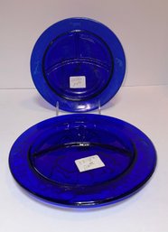 Vintage Pair Of Margery Dew See Saw Cobalt Blue Children's Plates