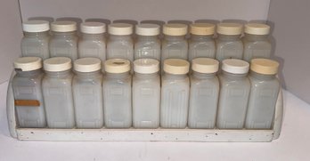 Vintage Milk Glass Spice Jars And Rack