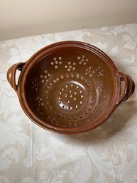 Brown Pottery Colander