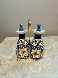 Oil & Vinegar Decanters W/Stand