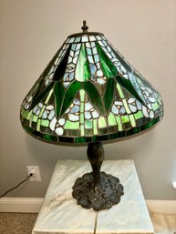 Tiffany Arrowroot Table Lamp On Bronze Base