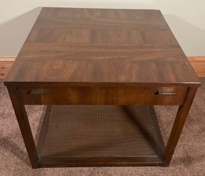 Vintage Wooden End Table With Drawer