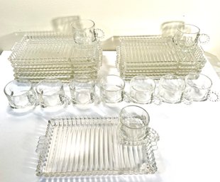 Clear Glass Snack/dessert Plates W/matching Cups.