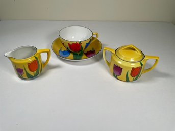 Tulip Tea Cup & Saucer With Creamer & Sugar