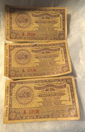 3 VINTAGE PORT AUTHORITY TOLL SCRIPT FROM 1960'S