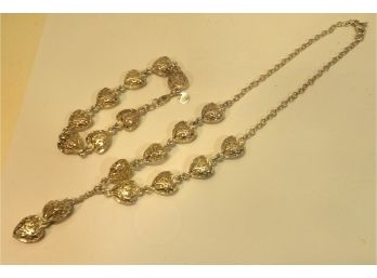 HEART NECKLACE & BRACELET SET  SILVERPLATE