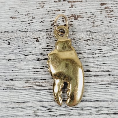 Vintage Brass Pendant Lobster Crab Claw Beautiful Design Classic Costume Jewelry