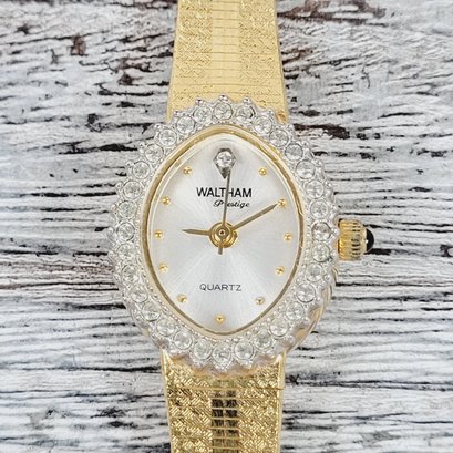 Vintage Watch Waltham Quartz 7' Gold-tone Beautiful Design Classic Costume Jewelry