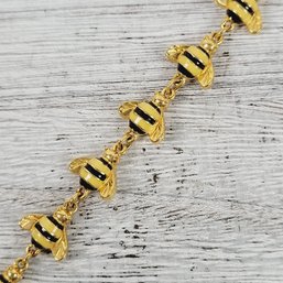 Vintage 7 1/2' Bracelet Gold Tone Bumble Bee Chain Stack Beautiful Design Classic