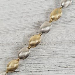 Vintage 15 1/2-17' Necklace Gold And Silver Tone Bead Chain Layer Beautiful Design Classic