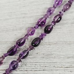 Vintage 24' Necklace Amethyst Beaded Chain Layer Beautiful Costume Design Classic