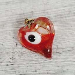 Vintage Pendant Red Heart Evil Eye Beautiful Costume Design Classic