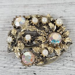 Vintage Rhinestone Brooch Pin Beautiful Design Classic Costume Jewelry