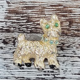 Vintage Dog Brooch Or Pendant Gold-tone Beautiful Design Classic Costume Jewelry