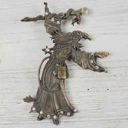 Vintage JJ Wizard Halloween Brooch Silver-tone Beautiful Design Classic Costume Jewelry