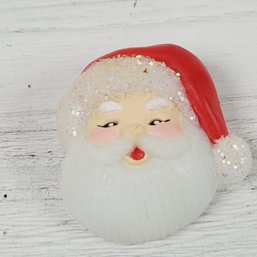 Vintage Santa Brooch Plastic Christmas Holiday Theme Classic Costume Jewelry