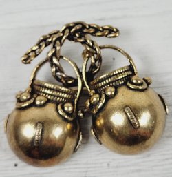 Vintage Bells Brooch Gold-tone Christmas Holiday Theme Classic Costume Jewelry